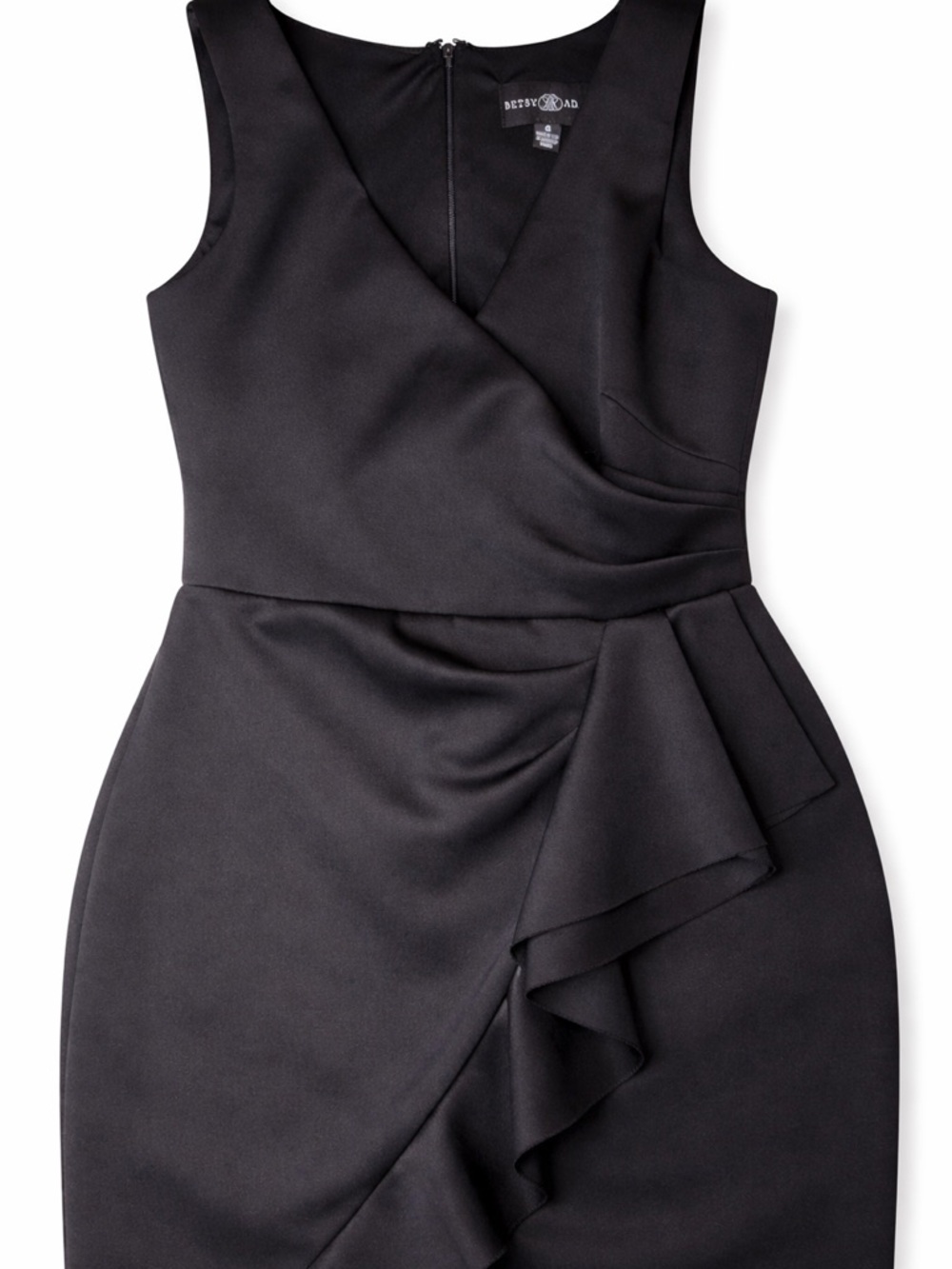 Betsy & Adam Black Ruffle Cocktail Dress 💋 Classy Date Night Midi Dress - Picture 3 of 4